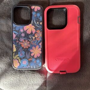OtterBox Black Floral and Pink Phone Cases- IPhone 16